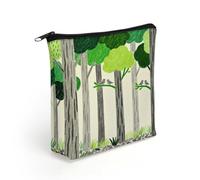 LZQPOEAS Grey & Green Makeup Bag Cute Zippered Cosmetic Pouch Travel Toiletry Organizer Waterproof Cosmetic Pouch Portable Toiletry Pouch Gift for Mom Teacher Friends