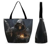 LZQPOEAS Grim Reaper Tote Bag for Women Lightweight Casual Shoulder Bag Reusable Grocery Shopping Bag Large Capacity Everyday Handbag for Travel Work Gym Office Daily Use