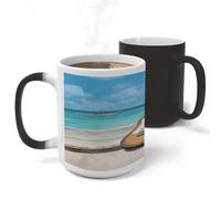 LZQPOEAS Guitar on The Beach Mug 11Oz Colour Changing Magic Coffee Tea Cup Stylish Drinkware Ceramic Mugs Thermal Induction Novelty Funny Mug for Women Men