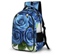 LZQPOEAS Gy-blue Floral Backpack for Travel Double-Layer Design Leak-Proof Lightweight Portable Travel Bag Water Resistant Rucksack For Men Women Bookbag