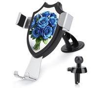 LZQPOEAS Gy-Blue Floral Car Phone Mount Universal Cell Phone Holder for Dashboard Windshield Air Vent, Rotatable Adjustable Automobile Cradle, Compatible with All 4-6 Inch Smartphone