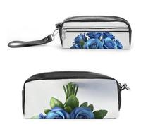 LZQPOEAS Gy-blue Floral Slim Single Piece Design Makeup Bag Multi-purpose Single Piece Cosmetic Pouch Small Cosmetic Pouch Lightweight Travel Small Cosmetic Bag