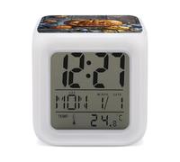LZQPOEAS Halloween Pumpkin Alarm Clock Desk Clock with 7 Color Changing Night Light Digital Clocks with Temperature Display Sleep Training and Sound Machine for Heavy Sleeper
