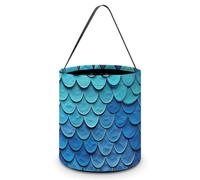 LZQPOEAS Halloween Trick Or Treat Bags Halloween Tote Bag Funny Golden Retriever Gift Bags Halloween Candy Buckets, Blue Mermaid Fish Scale, One Size