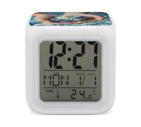 LZQPOEAS Hands Holding The Earth Alarm Clock Desk Clock with 7 Color Changing Night Light Digital Clocks with Temperature Display Sleep Training and Sound Machine for Heavy Sleeper