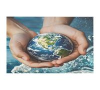 LZQPOEAS Hands Holding The Earth Door Mat Comfortable Cushioned Kitchen Mats Non-Slip Washable Pet Rug Ultra-Thin Soft Rug Easy Clean Low Profile Mat for Indoor Living Room Bathroom Door