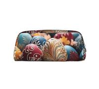LZQPOEAS Happy Easter Pencil Case Leather Pen Bag Travel Makeup Bag Zipper Organizer Bag for Women Men
