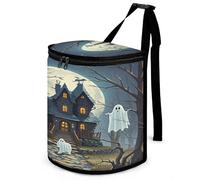 LZQPOEAS Haunted Mansion Car Trash Can with Lid Large Capacity Car Trash Bag Hanging Back Seat Leakproof Vehicle Garbage Organizer Holder Foldable Cars Garbage Bag for Home Travel