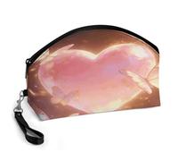 LZQPOEAS Heart Flutters Butterfly Makeup Bag Large Capacity Cosmetic Bag for Women Portable Toiletry Bags for Skincare Water-resistant Cosmetic Case PU Leather Travel Cosmetic Organizer
