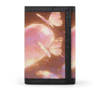 LZQPOEAS Heart Flutters Butterfly Wallet Slim Compact Stylish Trifold Wallet for Men Women Minimalist Front Pocket Travel Divided Billfold