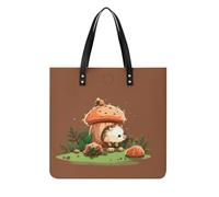LZQPOEAS Hedgehog And Mushroom Tote Bag with Magnetic Buckle Reusable Grocery Bags Lightweight Cross Body Handbag for Daily Essentials