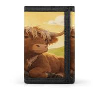 LZQPOEAS Highland Cow Chillin Wallet Slim Compact Stylish Trifold Wallet for Men Women Minimalist Front Pocket Travel Divided Billfold