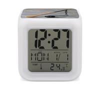 LZQPOEAS Hockey Stick Alarm Clock Desk Clock with 7 Color Changing Night Light Digital Clocks with Temperature Display Sleep Training and Sound Machine for Heavy Sleeper