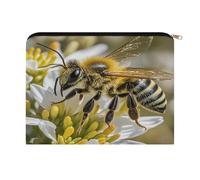 LZQPOEAS Honey Bee Makeup Bag Large Capacity Cosmetic Bag for Women Multi-Function Small Zipper Pouch Portable Travel Toiletry Bags Personalized Makeup Bags for Purse