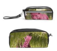 LZQPOEAS Hot Pink Leopard Slim Single Piece Design Makeup Bag Multi-purpose Single Piece Cosmetic Pouch Small Cosmetic Pouch Lightweight Travel Small Cosmetic Bag