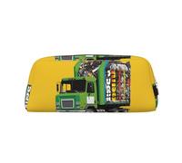 LZQPOEAS I Love Garbage Trucks Pencil Case Leather Pen Bag Travel Makeup Bag Zipper Organizer Bag for Women Men