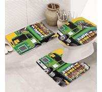 LZQPOEAS I Love Garbage Trucks Print Bathroom Rug Set 3 Piece Includes Non Slip Bath Mat, Contour Mat and Toilet Lid Cover Ultra Soft Microfiber Bathroom Floor Mats Set
