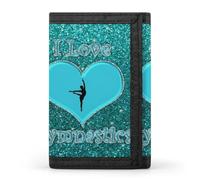 LZQPOEAS I Love Gymnastics Trifold Wallet for Men Slim Minimalist Front Pocket Modern Fashion Wallet Extra Capacity Credit Card Holder Cards Purse