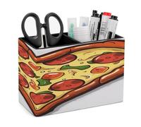 LZQPOEAS I Love Pizza Heart Leather Pen Holder for Desk Double Compartments Brush Minimalist PU Leather Pencil Holder Locker Organizer for Work Locker Accessories Pencil Cup for Desk