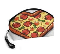 LZQPOEAS I Love Pizza Heart Makeup Bag Large Capacity Cosmetic Bag for Women Portable Toiletry Bags for Skincare Water-resistant Cosmetic Case PU Leather Travel Cosmetic Organizer