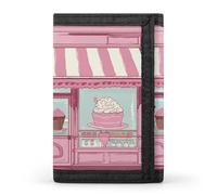 LZQPOEAS Ice Cream Store Pink Trifold Wallet for Men Slim Minimalist Front Pocket Modern Fashion Wallet Extra Capacity Credit Card Holder Cards Purse