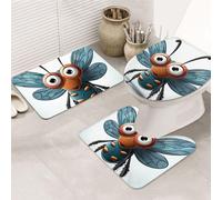 LZQPOEAS Insect Wings Eyes Print Bathroom Rug Set 3 Piece Includes Non Slip Bath Mat, Contour Mat and Toilet Lid Cover Ultra Soft Microfiber Bathroom Floor Mats Set