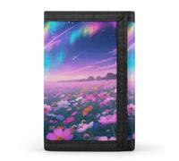 LZQPOEAS Iridescent Starry Flower Field Wallet Ultra Slim Minimalist Trifold Wallet Men Wallets Credit Card Holder Sl illfold