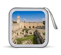 LZQPOEAS Israel at The Tower of David CD Case 40 Capacity CD/DVD Case Holders Portable Zipper CD Holder Large Storage Disc Wallet Bag Hard Plastic DVD Disc Cases Wallet Disc Storage Binder for Car