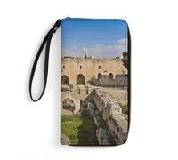 LZQPOEAS Israel at The Tower of David Clutch Wallet, Small Exquisite PU Leather Long Purse Gift for Friends, Zipper Coin Pocket with Patterns, Wristlet Bag for Daily Use