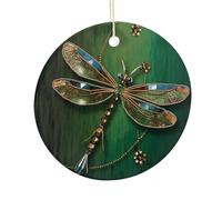 LZQPOEAS Jewel Dragonfly Round Ceramic Pendant Hanging Festival Ornament, Personalized Double Sided Ceramic Home Decor, Lightweight Durable Hanging Ornament Gift for Home, Party, Women Men