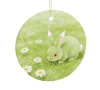 LZQPOEAS Kapok Light Green Round Ceramic Pendant Hanging Festival Ornament, Personalized Double Sided Ceramic Home Decor, Lightweight Durable Hanging Ornament Gift for Home, Party, Women Men