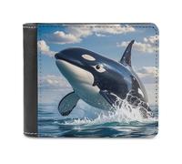 LZQPOEAS Killer Whale Bifold Wallet for Women Men Slim Wallet Small Billfold Minimalist Front Pocket Thin PU Leather Card Holder