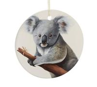 LZQPOEAS Koala And Butterfly Round Ceramic Pendant Hanging Festival Ornament, Personalized Double Sided Ceramic Home Decor, Lightweight Durable Hanging Ornament Gift for Home, Party, Women Men