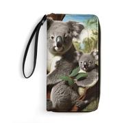 LZQPOEAS Koala Family Clutch Wallet, Small Exquisite PU Leather Long Purse Gift for Friends, Zipper Coin Pocket with Patterns, Wristlet Bag for Daily Use