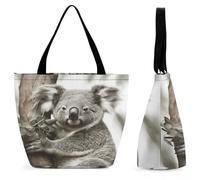 LZQPOEAS Koala Tote Bag for Women Lightweight Casual Shoulder Bag Reusable Grocery Shopping Bag Large Capacity Everyday Handbag for Travel Work Gym Office Daily Use