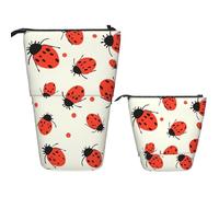 LZQPOEAS Ladybugs Pattern Infinite Speckled Pencil Case Telescopic Pen Pouch Standing Pencil Bag Pop Up Pencil Holder With Zipper Travel Coin Pouch Purse Portable Makeup Bag for Office Holiday Gift