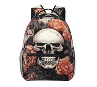 LZQPOEAS Laptop Backpack for Women Men Travel Backpacks Lightweight Casual Daypack Ancient skull and flowers Computer Bag