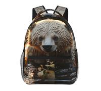 LZQPOEAS Laptop Backpack for Women Men Travel Backpacks Lightweight Casual Daypack Bear crossing the river Computer Bag