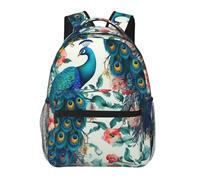 LZQPOEAS Laptop Backpack for Women Men Travel Backpacks Lightweight Casual Daypack Beautiful Peacock Flowers Computer Bag