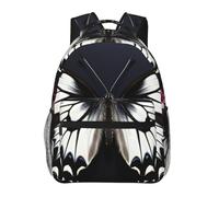 LZQPOEAS Laptop Backpack for Women Men Travel Backpacks Lightweight Casual Daypack Black White Butterfly Computer Bag