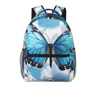 LZQPOEAS Laptop Backpack for Women Men Travel Backpacks Lightweight Casual Daypack blue butterfly and Clouds Computer Bag