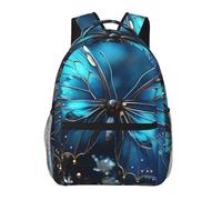 LZQPOEAS Laptop Backpack for Women Men Travel Backpacks Lightweight Casual Daypack Blue Butterfly and Moon Computer Bag