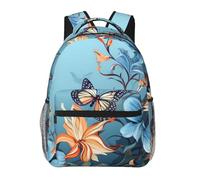 LZQPOEAS Laptop Backpack for Women Men Travel Backpacks Lightweight Casual Daypack Blue butterfly floral Computer Bag