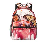 LZQPOEAS Laptop Backpack for Women Men Travel Backpacks Lightweight Casual Daypack Butterfly drip spray watercolor Computer Bag
