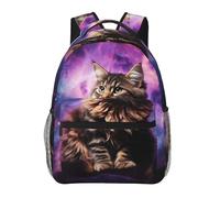 LZQPOEAS Laptop Backpack for Women Men Travel Backpacks Lightweight Casual Daypack Cat sitting inside nebula Computer Bag