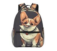 LZQPOEAS Laptop Backpack for Women Men Travel Backpacks Lightweight Casual Daypack Cute corgi dog illustration Computer Bag