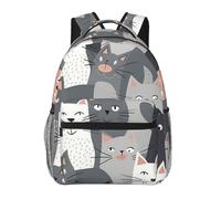 LZQPOEAS Laptop Backpack for Women Men Travel Backpacks Lightweight Casual Daypack Cute Funny Grey Cats Pattern Computer Bag