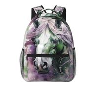 LZQPOEAS Laptop Backpack for Women Men Travel Backpacks Lightweight Casual Daypack Green Horse Computer Bag