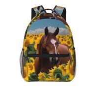 LZQPOEAS Laptop Backpack for Women Men Travel Backpacks Lightweight Casual Daypack Horse and sunflower Computer Bag