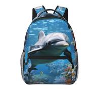 LZQPOEAS Laptop Backpack for Women Men Travel Backpacks Lightweight Casual Daypack Ocean Dolphin Looking at You Computer Bag